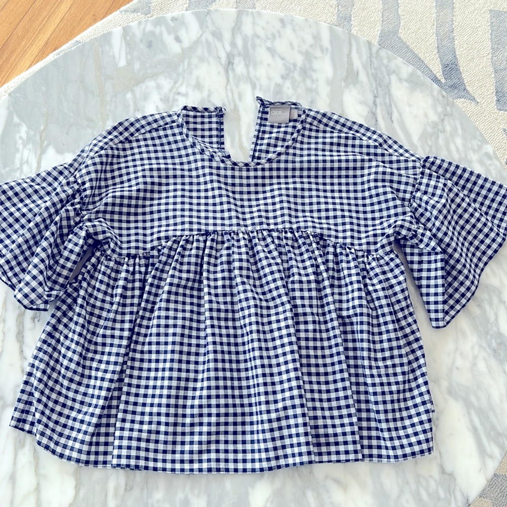 ASOS slightly cropped checkered flutter top